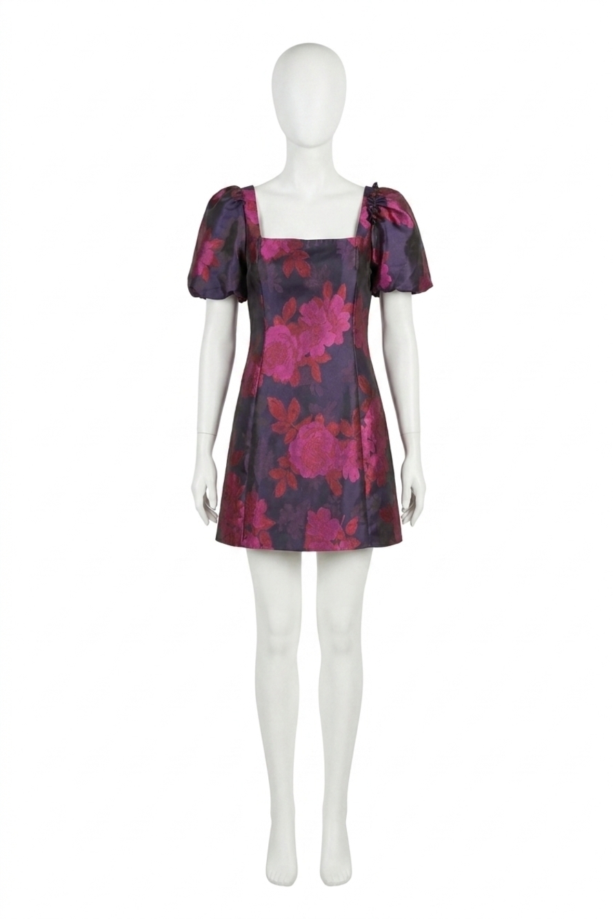 NEW LUCY PARIS lotus mini dress in navy/pink